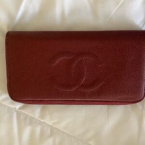 Chanel Burgundy Leather Clutch